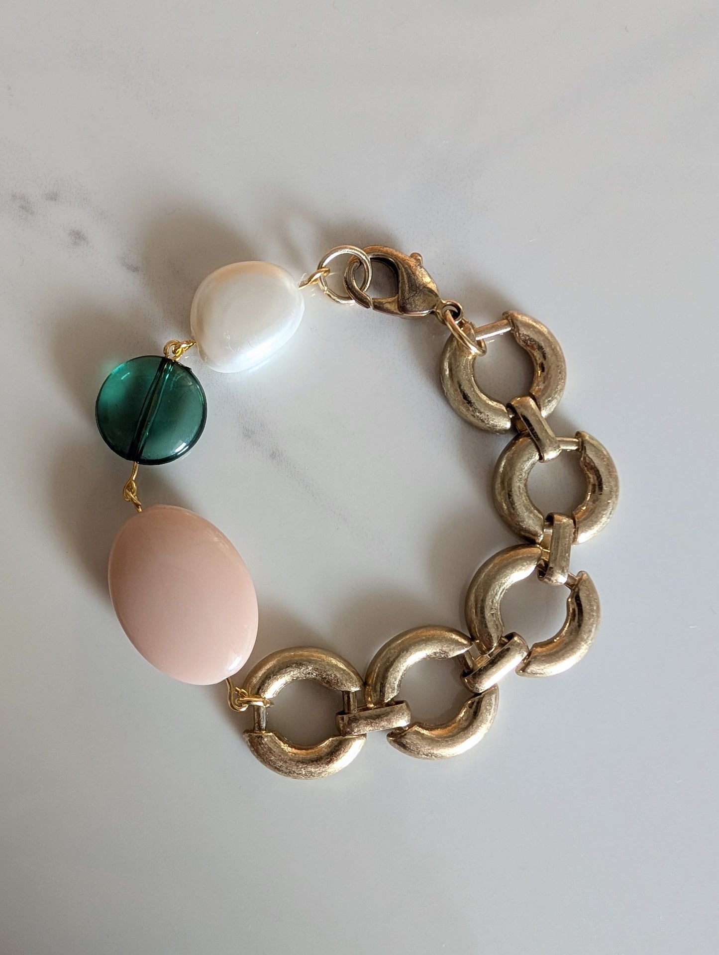 Brass Link Bead Bracelet