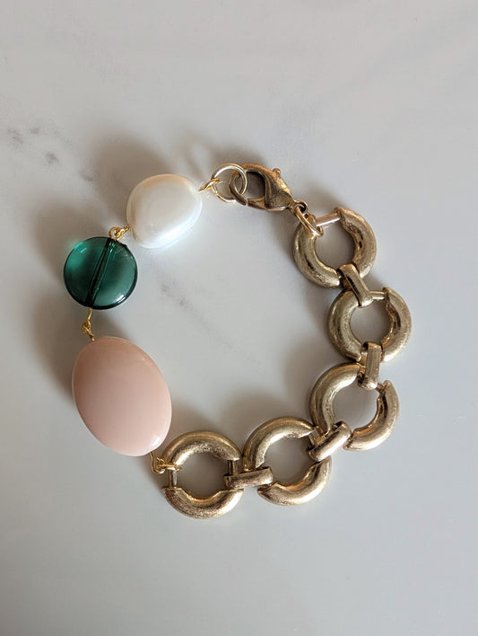 Brass Link Bead Bracelet
