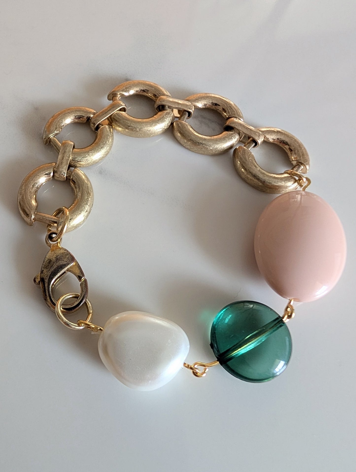 Brass Link Bead Bracelet