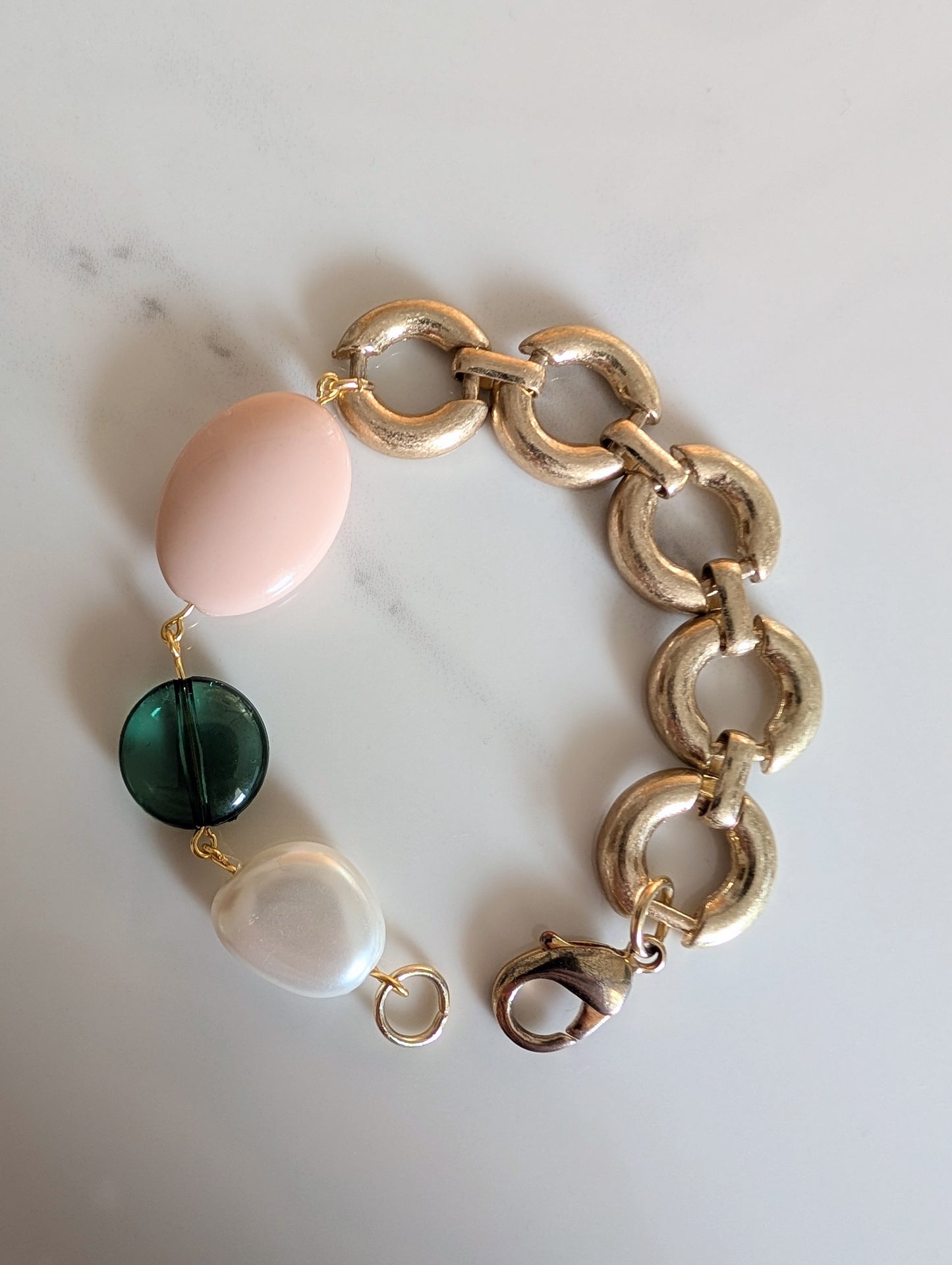 Brass Link Bead Bracelet