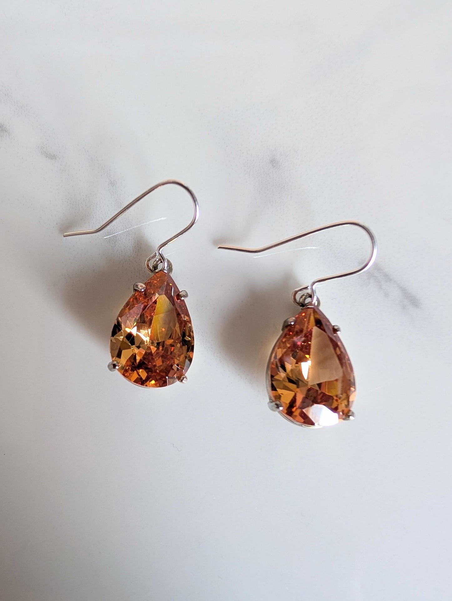 Amber Crystal Teardrop Earrings
