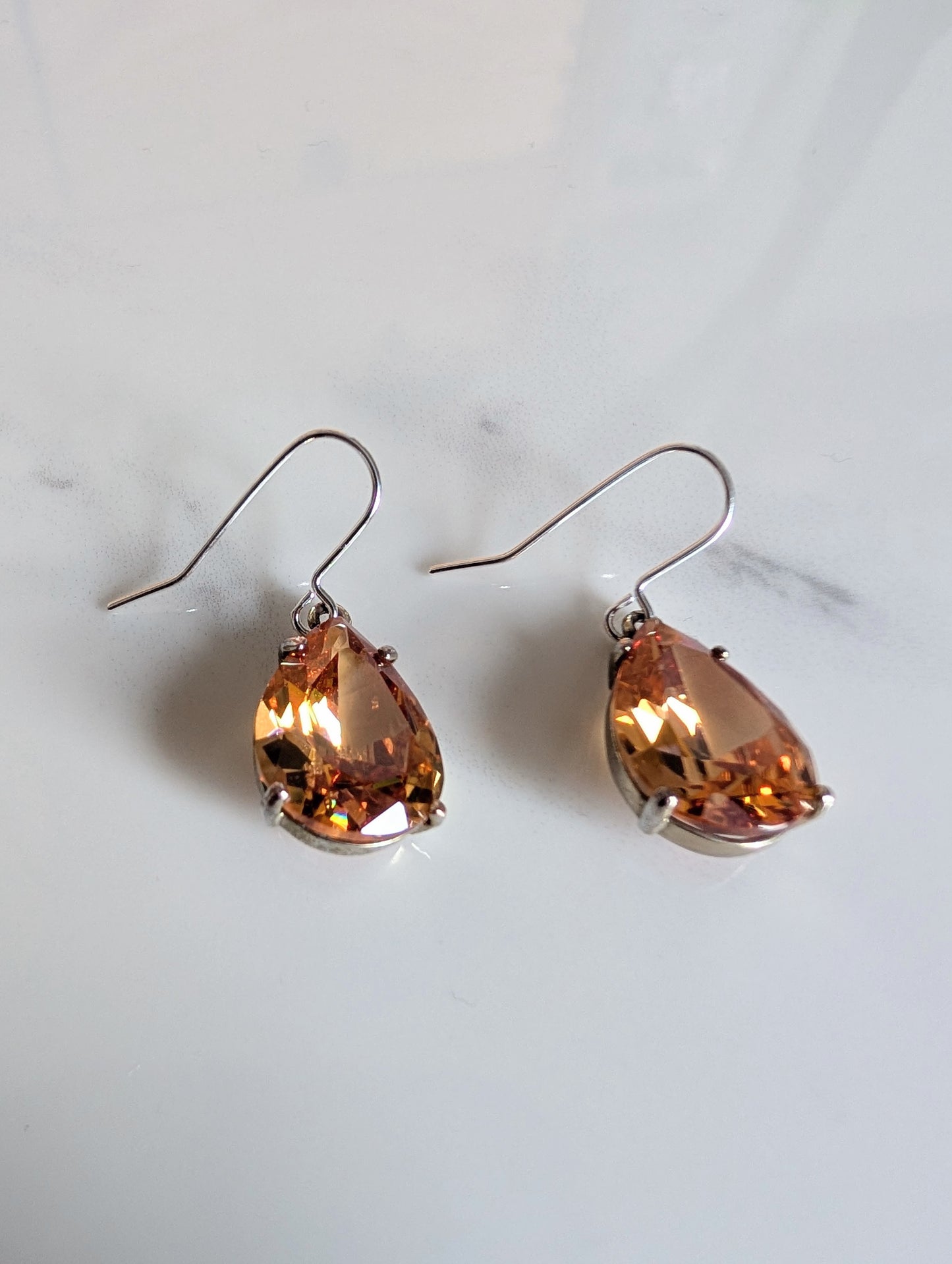 Amber Crystal Teardrop Earrings