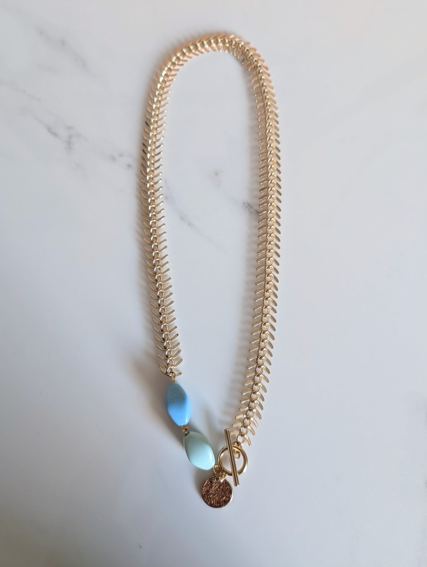 Fishbone Disc Necklace