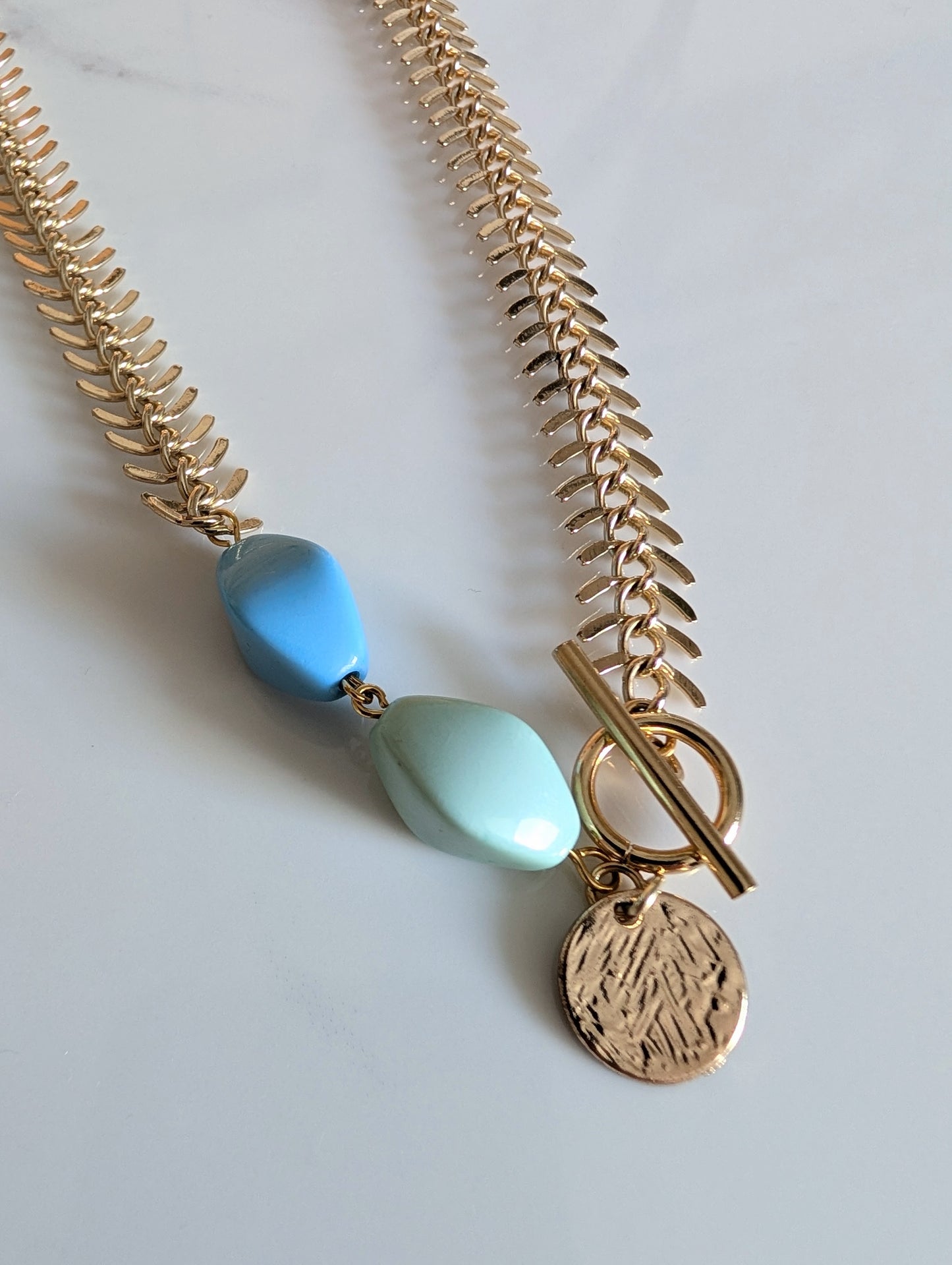 Fishbone Disc Necklace